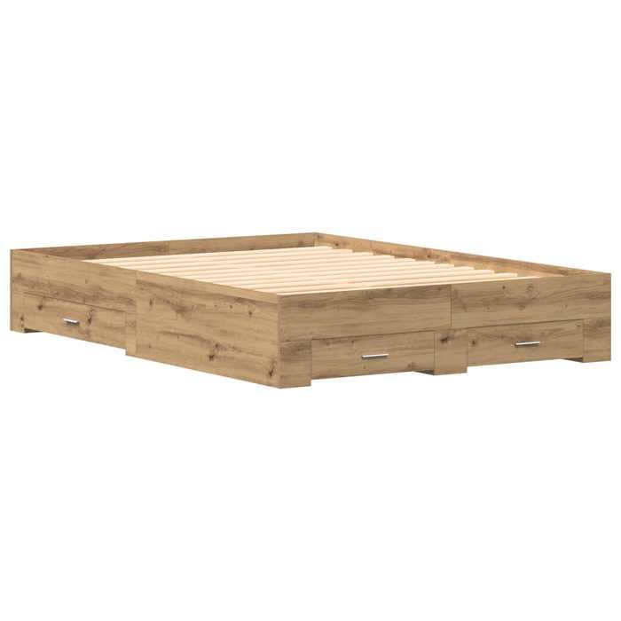 Lit 140x190cm - VIDAXL - Cadre de lit MODERNE - Chêne artisanal Bois dingénierie L7325