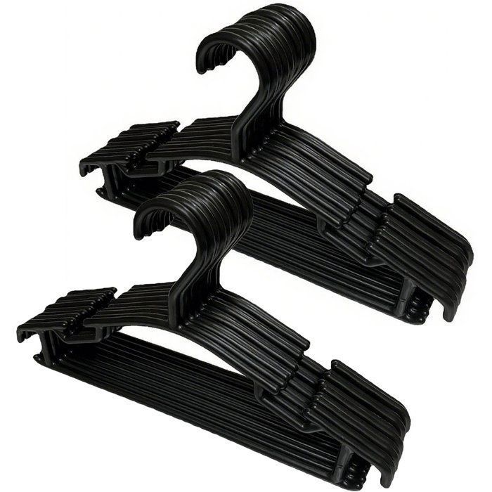 Lot de 10 Cintres Enfants Plastique Noir Ergonomique Léger et Résistant Bébé Armoire Penderie Gain de Place .