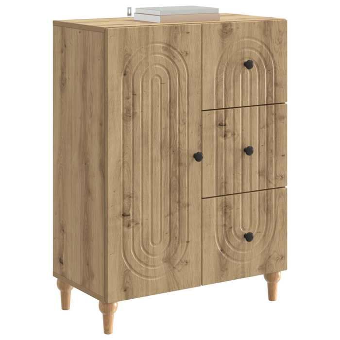 Buffet bas séjour{1 pièce}meuble de rangementdesign épuré Chêne artisanal 66 x 345 x 90 cm Bois dingénierie erz71l18