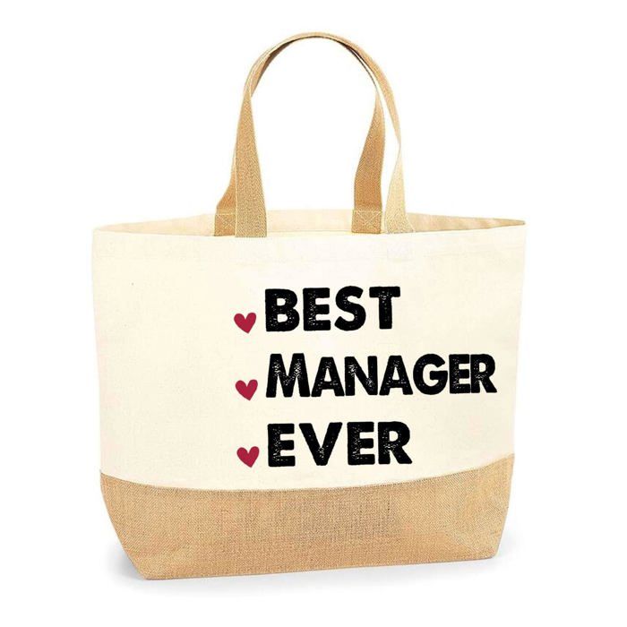 Sac cabas - PLANETEE - Best Manager Ever - Jute - Beige - Éco-responsable