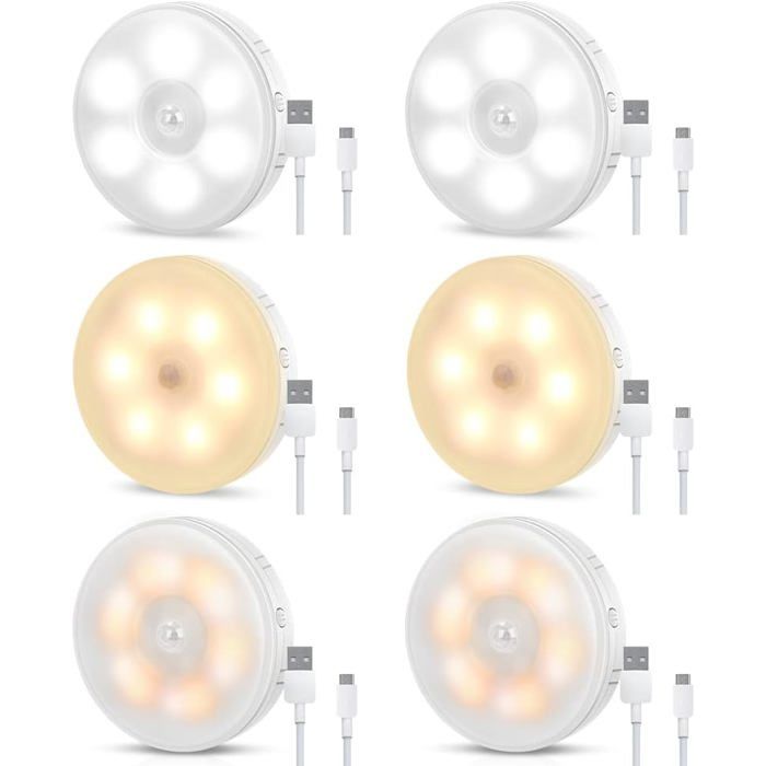 Lampe USB Rechargeable Détecteur de Mouvement Veilleuse LED S Fil Automatique pour Plac Cuisine Couloir Escalier LAMPE A POSER