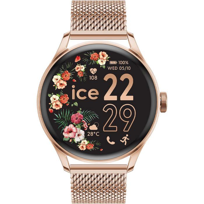 Montre connectée ronde rose-gold - Ice-Watch - Écran AMOLED 1 2 pouces - Bracelet métal - Boîtier aluminium - Bluetooth