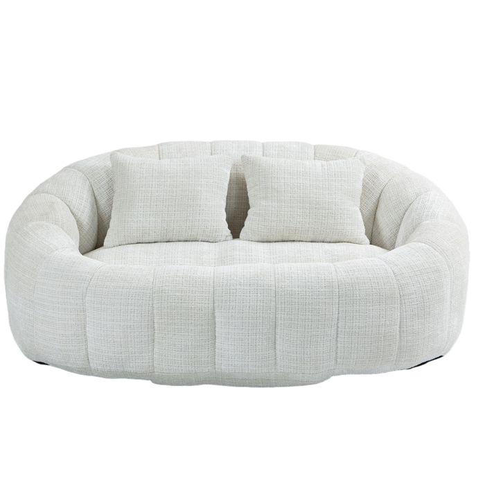 LEMONMAX Pouf Poire Lazy Canapé avec Deux Coussins Fauteuil Poire Dossier Haut Chenille Blanc 145 x 95 x 63 cm