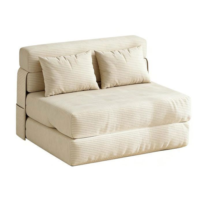 Canapé-lit 4 fonctions - Canapé méridienne fauteuil lit - Mousse HD - Sans outil - Petit espace - Beige