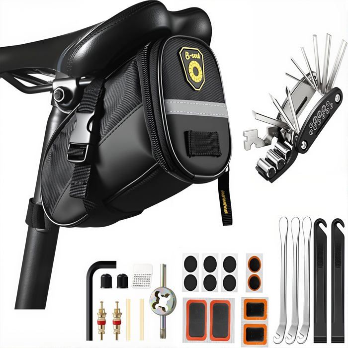 Trousse doutils de vélo Kits Sac Vélo Réparation Kit doutils de réparation Multifonction für Reisen Outdo Camping SELLE