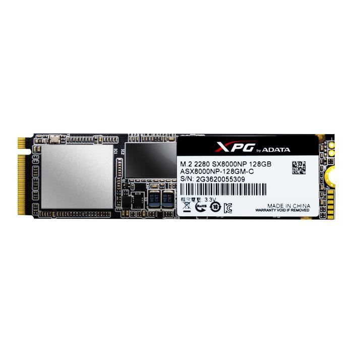 Top achat Disque SSD ADATA XPG SX8000 - Disque SSD - 128 Go - interne - M.2 2280 - PCI Express 3.0 x4 (NVMe) pas cher Achat Disque SSD ADATA XPG SX8000 - Disque SSD - 128 Go - interne - M.2 2280 - PCI Express 3.0 x4 (NVMe) pas cher
