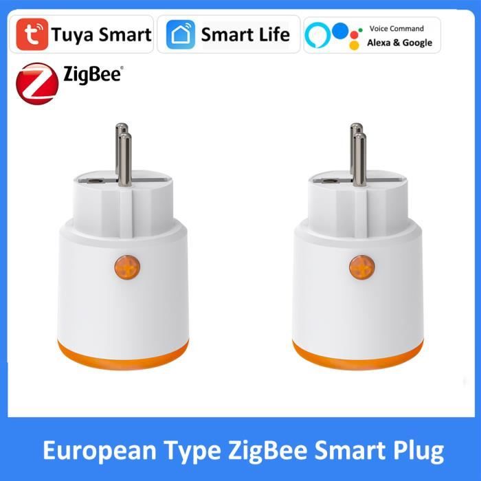 Prise ZigBee 2 pièces-EU Tuya Smart Zigbee 3.0 16A 3680W moniteur d'énergie  prise de courant APP télécommande