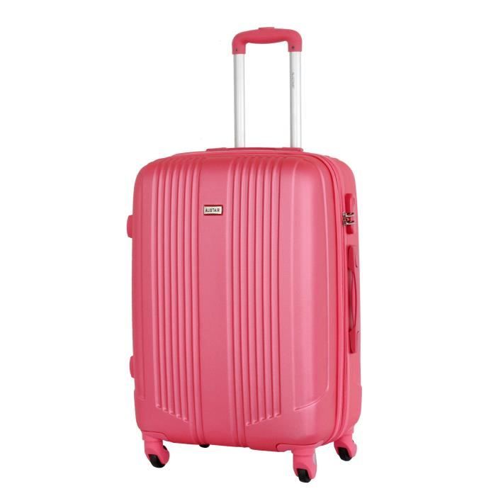 alistair airo 2.0 - valise taille moyenne 65cm - abs ultra légère et résistante - marque française - garantie 2 ans - rose