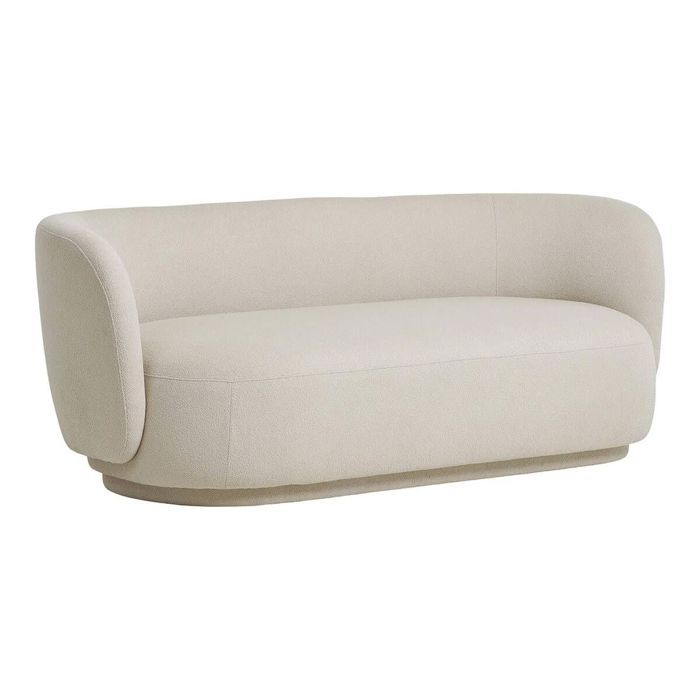 AVALON - Canapé Fixe 2 5 Places Tissu Bouclettes Beige Clair AVALON - Canapé Fixe 2 5 Places Tissu Bouclettes Beige Clair