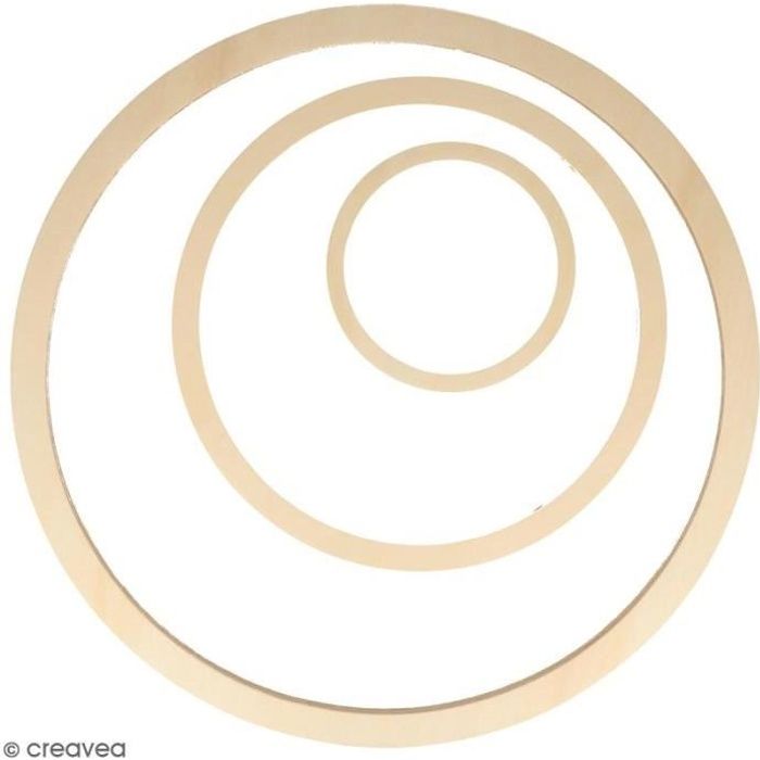 Forme en bois à décorer - Cercles - 40, 26, 13 cm - 3 pcs