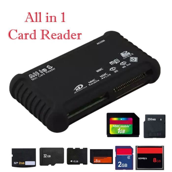 Tous en 1 multi lecteur de carte mémoire USB pour SD SDHC Mini Micro M2 MMC  XD CF MS yj249 - Cdiscount Informatique