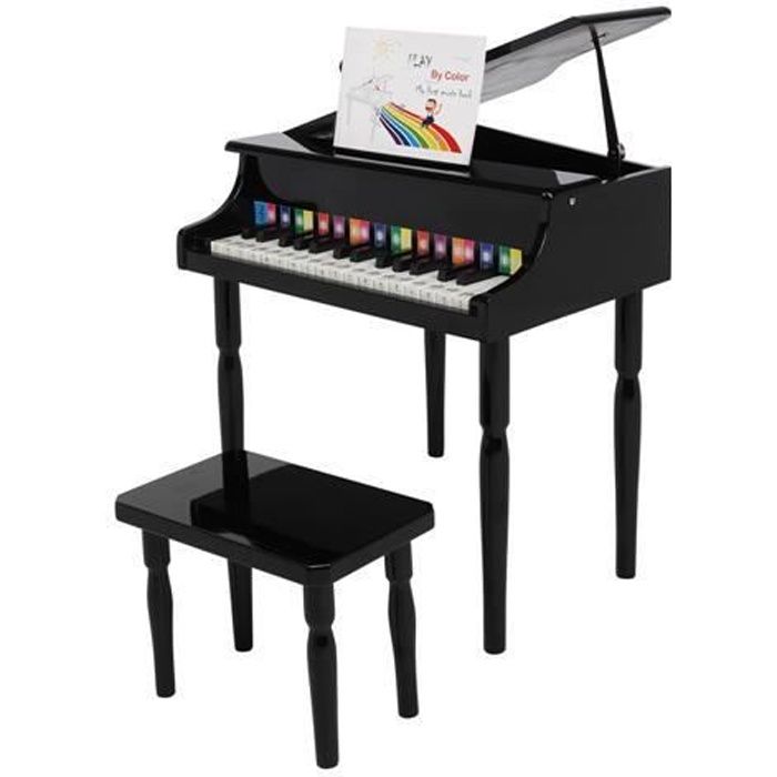 Piano d'enfants en Bois avec Tabouret et Pupitre 49x50.5x48.5cm - Noir -  Cdiscount Instruments de musique