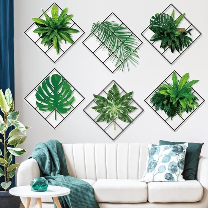 Stickers muraux plantes décoratives style aquarelle vert