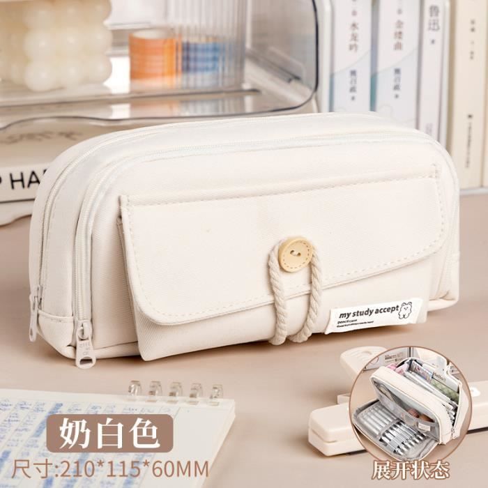 Trousse à Crayons Métallique Rectangulaire Simple Couche - 20.5x6x2 Cm, Gris Argenté