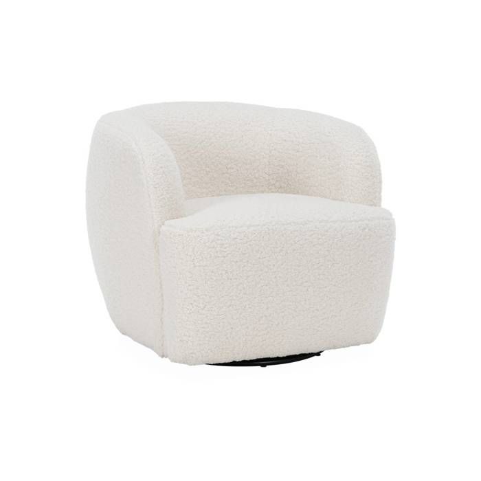 Fauteuil cosy en bouclette et bois FSC pivotant gris