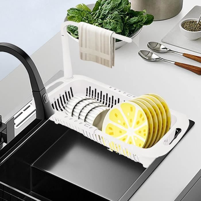 Support Eponge Evier Cuisine Organisateur De Rangement Pour Évier De Cuisine INOX - Porte-Éponge Double Étage Robuste Pour Torchons, Savon Et Brosses