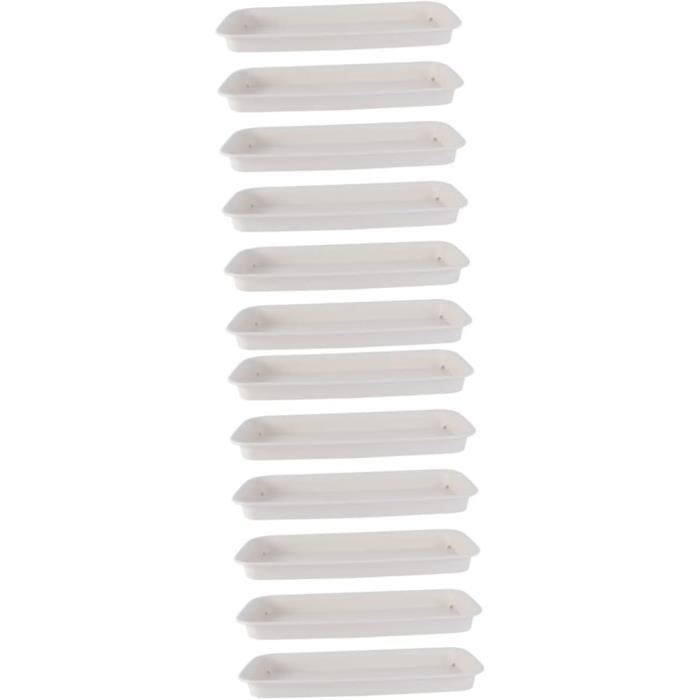 SINJEUN Lot De 12 Plateaux Artificiels Blancs En Plastique 39,5 X 28,5 X 4 Cm - Bols Empilables Rectangulaires