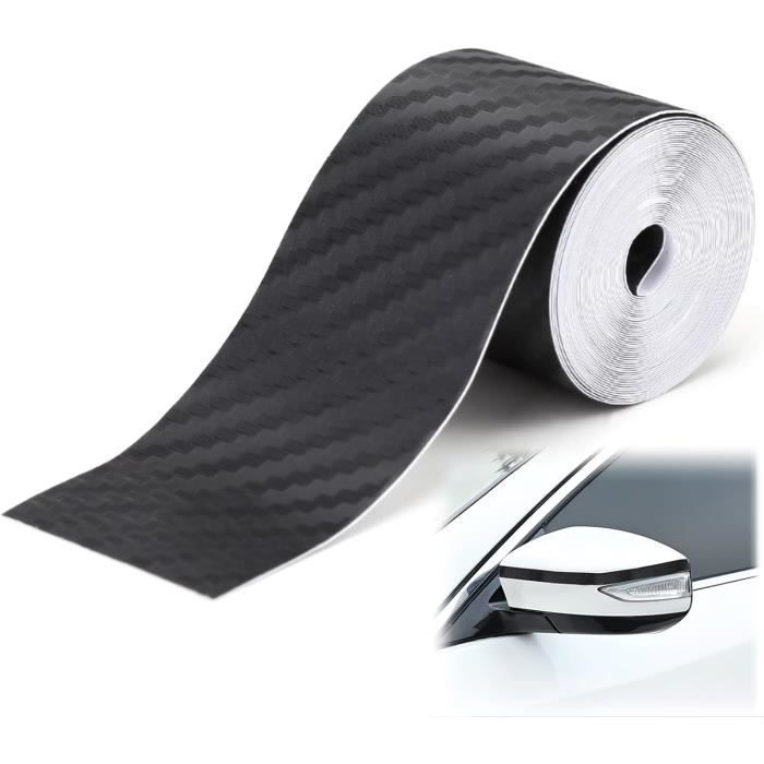 Film Autocollant Fibre Carbone 10cm X 3m - Protection Anti-Rayures Porte Voiture Noir