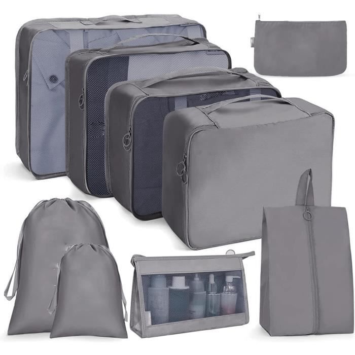 Lot de 4 sacs de rangement de bagages en maille jaune et
