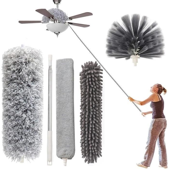 10 Pièces Plumeau Poussiere, 214cm Plumeau Telescopique, Lavable Tete de Loup Balai Toile d 10 Pièces Plumeau Poussiere, 214cm Plumeau Telescopique, Lavable Tete de Loup Balai Toile d