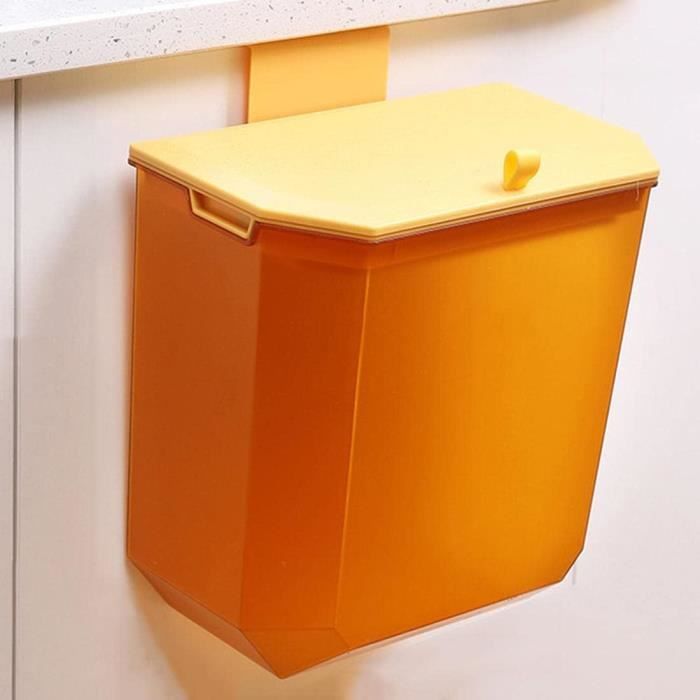 Poubelle avec couvercle, 9 litres, cuisine, petite poubelle suspendue, murale Poubelle avec couvercle, 9 litres, cuisine, petite poubelle suspendue, murale