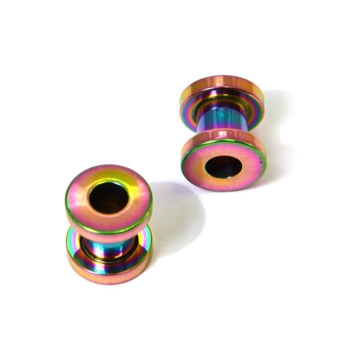 DOEARKO Ecarteur Oreilles 1 Paire Double Évasé Plug Tunnels Acier Inoxydable Expanseur Piercing Bijoux pour Femmes Hommes 8mm-16mm (Or, 8mm