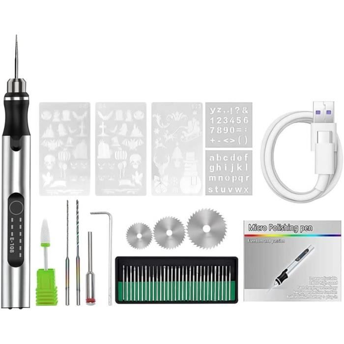Stylo Graveur électrique Sans Fil - Avec 33 Forets, Pour Gravure Et Polissage
