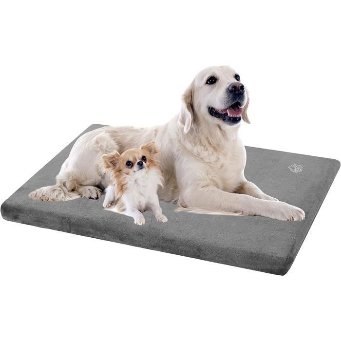 Tapis Chien Grand Taille Imperméable EMPSIGN Coussin Chien Réversible Lit pour Chien Mousse Haute Densité Matelas pour Chien avec Housse Lavable Amovible Frais et Chaud 89*56*7,6cm 