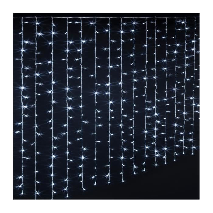 Feeric Christmas - Guirlande lumineuse d'extérieur Rideau 400 LED Blanc froid 20 Tombées de lumière et 8 Jeux de lumière Blanc Froid