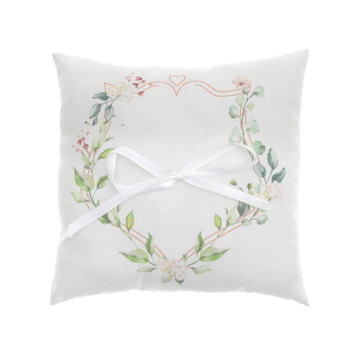 COUSSIN MARIAGE ALLIANCES VÉGÉTAL 18X18CM BLANC