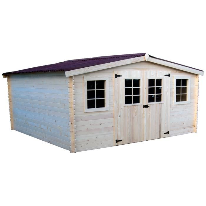 Abri Madriers bois massif grande façade 4 / 28 mm / surface extérieure : 16 81 m2 - vue 2