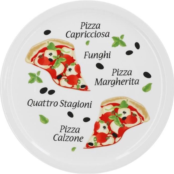 Assiette à pizza Margherita grande - assiette en porcelaine 30,5 cm avec un beau motif - convient pour pizza - pâtes, la \