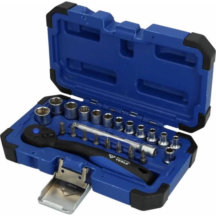 Coffret de douilles et cliquets 1/4'' - Brilliant Tools BT020023 - Malette outils