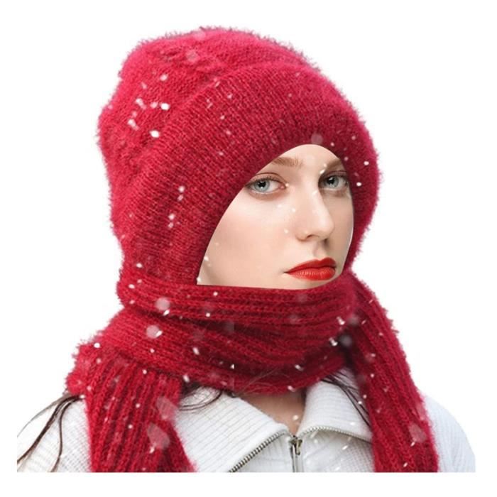 Écharpe à capuche for femme - Chapeau d'hiver chaud et épais