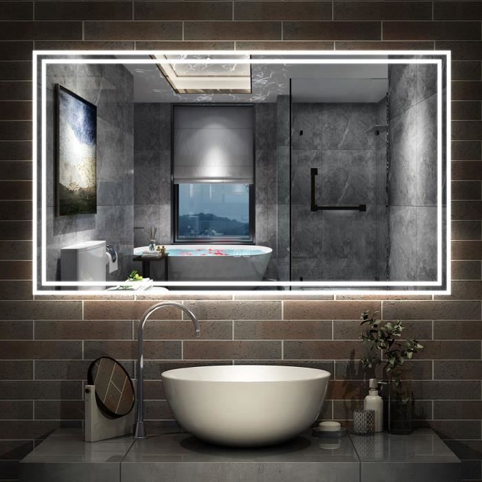 Miroir De Salle De Bain Rond LED Anti-buée - 80 Cm, Réglage Lumière Et Intensité, IP44