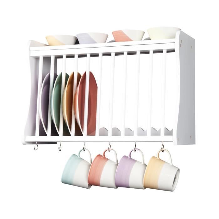 Elegant Brands Minack Porte Assiettes Murale En Bois Avec Etagere