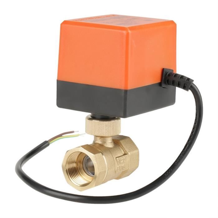 Robinet à tournant sphérique manuel motorisé la ventilation la cli AC220V DN20 G3//4 Robinet à tournant sphérique motorisé à 3 voies en laiton avec fonction de commutation manuelle pour le chauffage