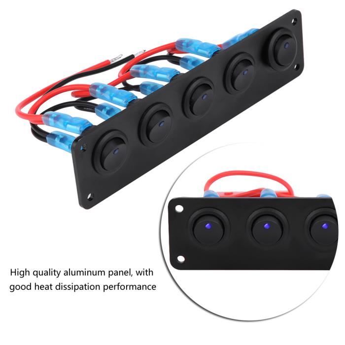 5 Gang Panneau De Commutateur à Bascule Interrupteur à Bascule Panneau Tableau Electrique Bateau Voiture Etanche Double Usb Dc 12v 24v Led Camion Remorque Marine Vehicules Suv Camping Car 5 Gang Panne