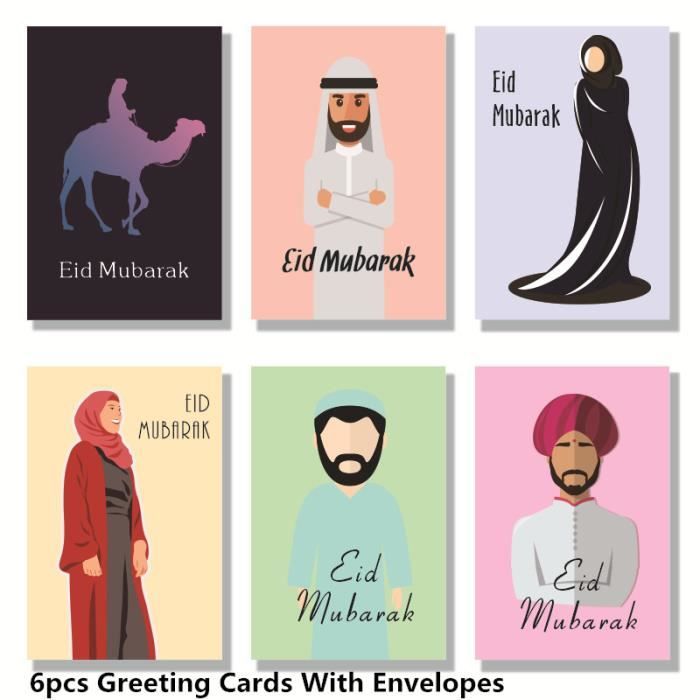 Multipack 5 Cartes De Voeux Aïd Moubarak - Motifs Géométriques - Avec Enveloppes - Neuf UK