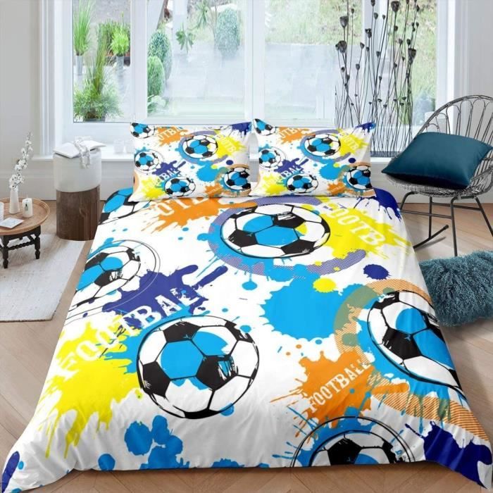 Housse de Couette 220x240 Football Parure de Lit 3D Housses de Couettes