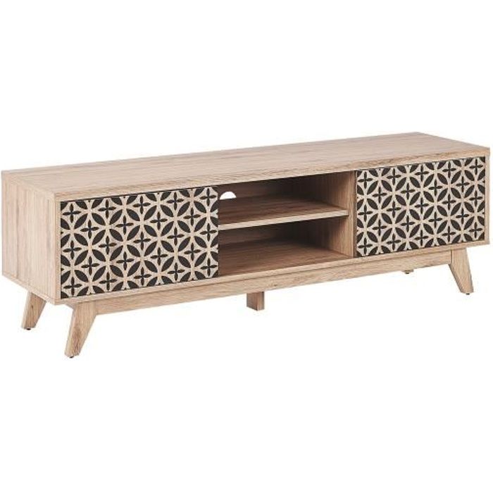 Meuble TV effet bois clair PRESCOT Meuble TV effet bois clair PRESCOT