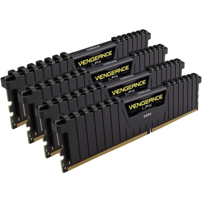 Corsair Vengeance LPX 64Go 4x16Go DDR4 2400MHz C14 XMP 2.0 Kit de Memoire Haute Performance Noir Cdiscount Informatique