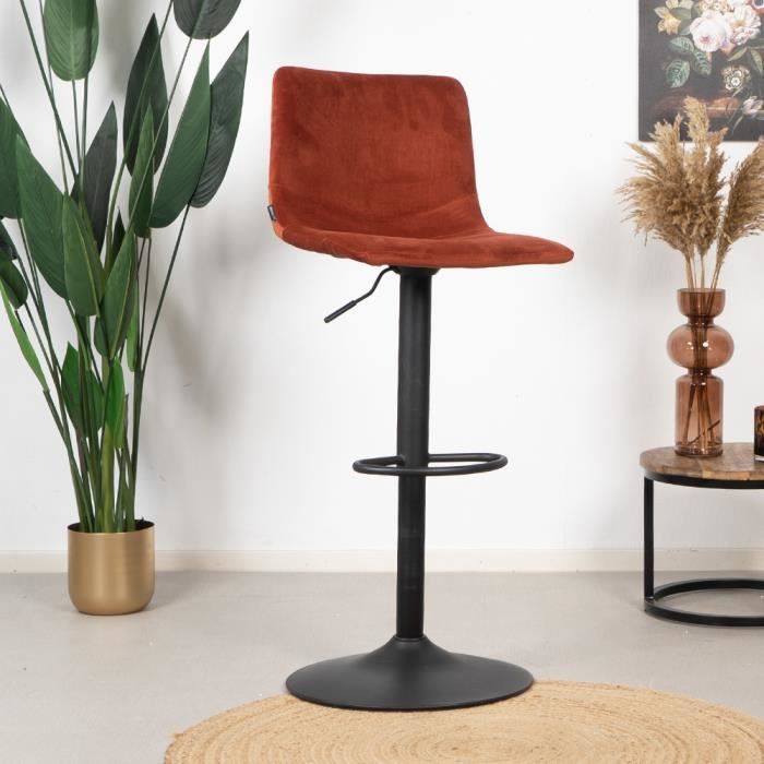 Frenkie Tabouret de bar industriel cuivre en velours
