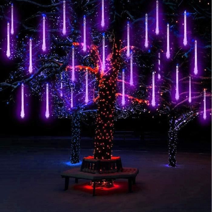 LED Solaires Guirlande Lumineuse Exterieure Noel, 240 LEDs Météore Pluie Guirlandes Lumineuse, 10 Tubes 30CM Étanche Neige Chute De Guirlande Lumières pour Noël Arbre Mariage Fête Decor (Bleu