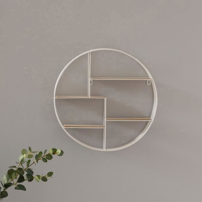 Etagère murale Bas - EMOB - Diamètre 45cm - Blanc - Bois - Contemporain Etagère murale Bas - EMOB - Diamètre 45cm - Blanc - Bois - Contemporain