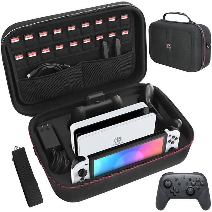 Etui pour Nintendo Switch Pochette avec 18 Emplacement pour Carte de Jeu Etui de Transport de Voyage a Coque Rigide Noir Cdiscount Informatique