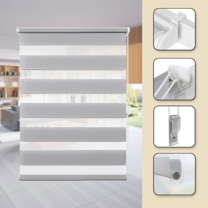 Eurohome Store enrouleur double Klemmfix sans perçage, 60 cm x 130 cm ( largeur du tissu : 56 cm) gris, transparent et opaque avec supports de serrage pour fenêtres et portes Eurohome Store enrouleur double Klemmfix sans perçage, 60 cm x 130 cm ( largeur du tissu : 56 cm) gris, transparent et opaque avec supports de serrage pour fenêtres et portes
