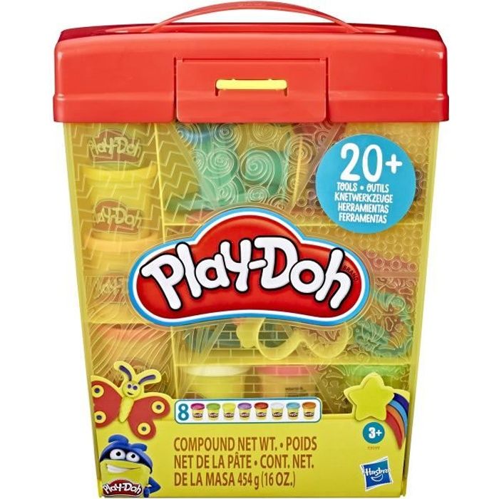 Play Doh Super Boîte à Accessoires avec 8 Pots de Pâte à Modeler Jeu Éducatif pour Enfants de et Plus
