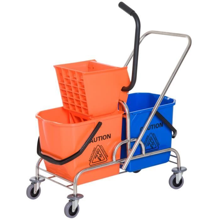 Chariot De Nettoyage à Roulettes LoDrid - Sac Amovible Avec Multiples Poches, Chariot Réglable Jusqu'à 92,7 Cm - Pour Femmes De Ménage