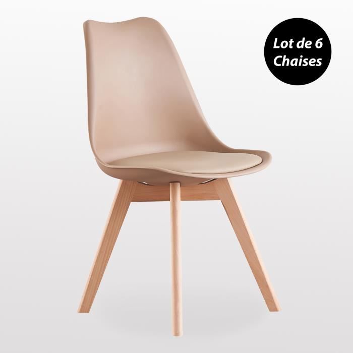 Lot De 6 Chaises Scandinaves Beiges Lorenzo Assise Rembourree Salle A Manger Cuisine Chambre Achat Vente Chaise Polypropylene Cdiscount